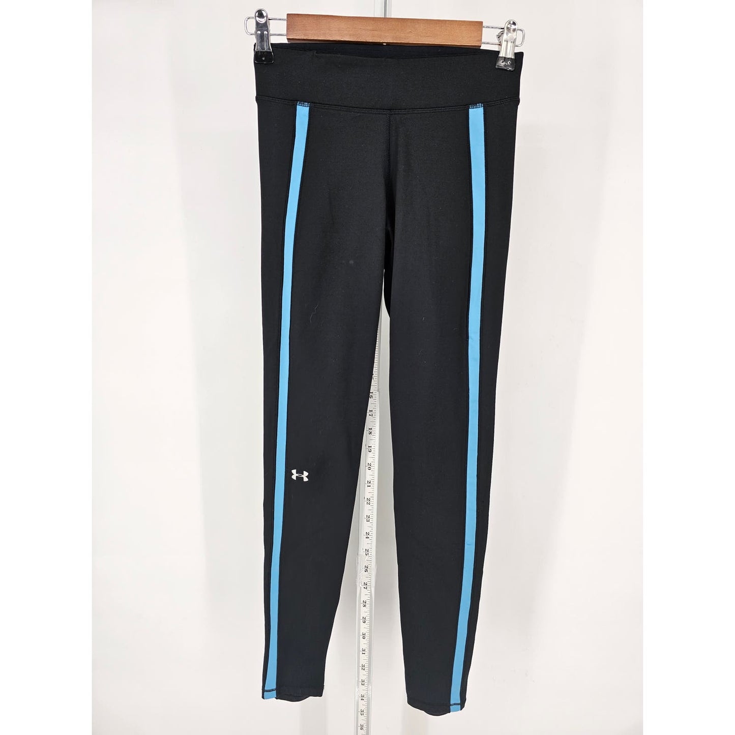 Under Armour Womens Sz S Full Length Athletic Leggings Black Blue