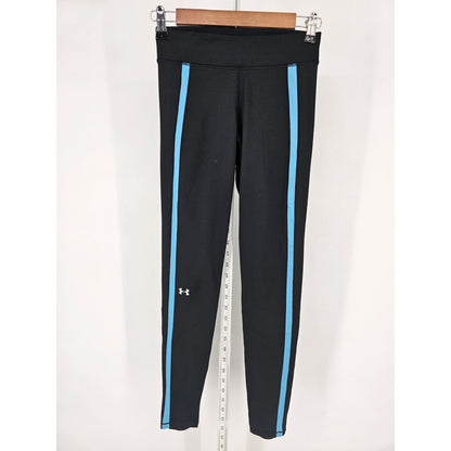 Under Armour Womens Sz S Full Length Athletic Leggings Black Blue