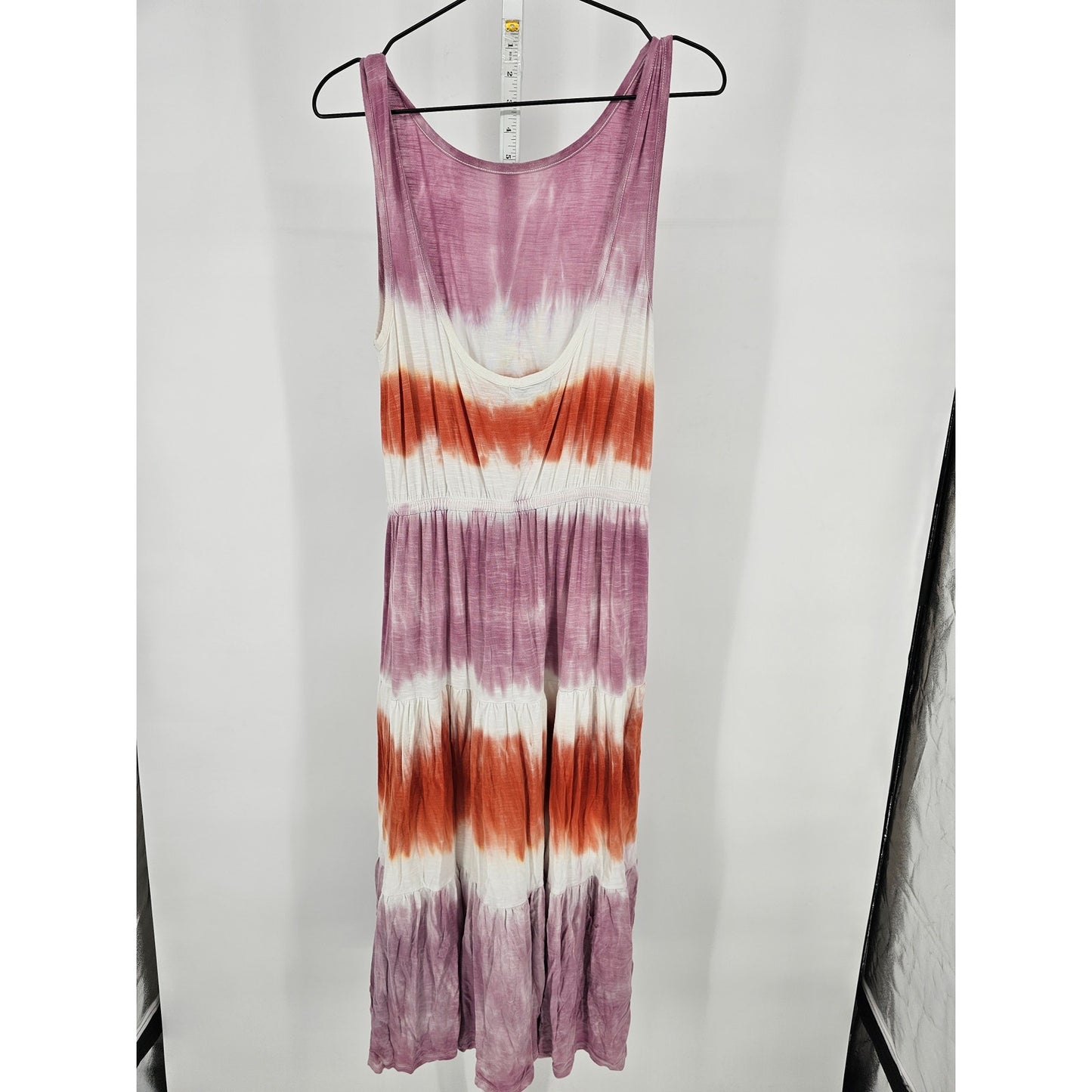 Knox Rose Womens Sz M Sleeveless Midi Dress Tie Dye Pink Orange Low Back