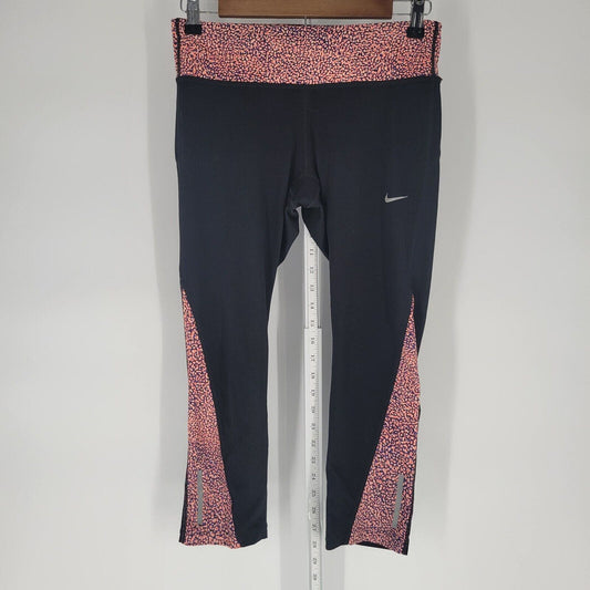 Nike Dri Fit Womens Sz S Cropped Athletic Capri Pants Black Coral