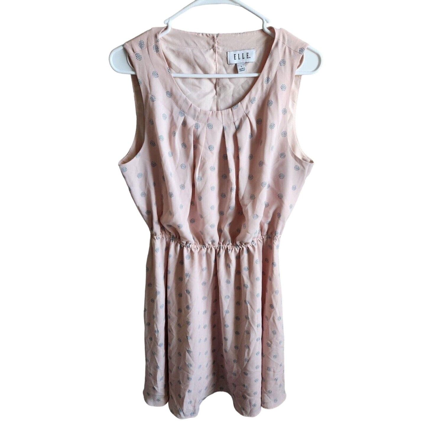 Elle Womens Sz L Knee Length Sleeveless Dress Light Pink and Blue