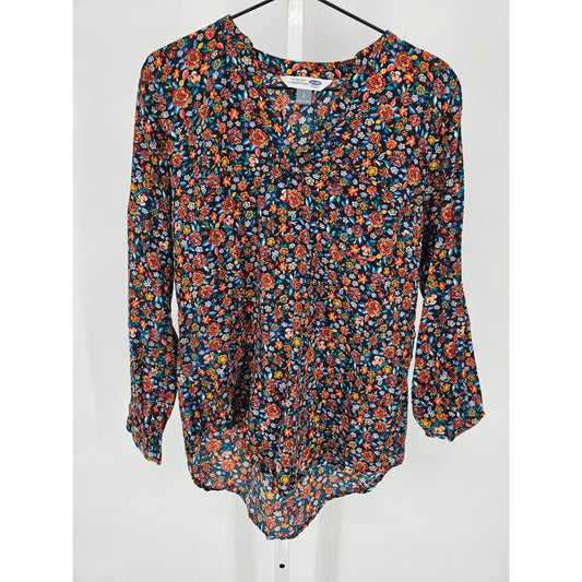 Old Navy Womens Sz S The Tunic Long Sleeve Shirt Bright Floral