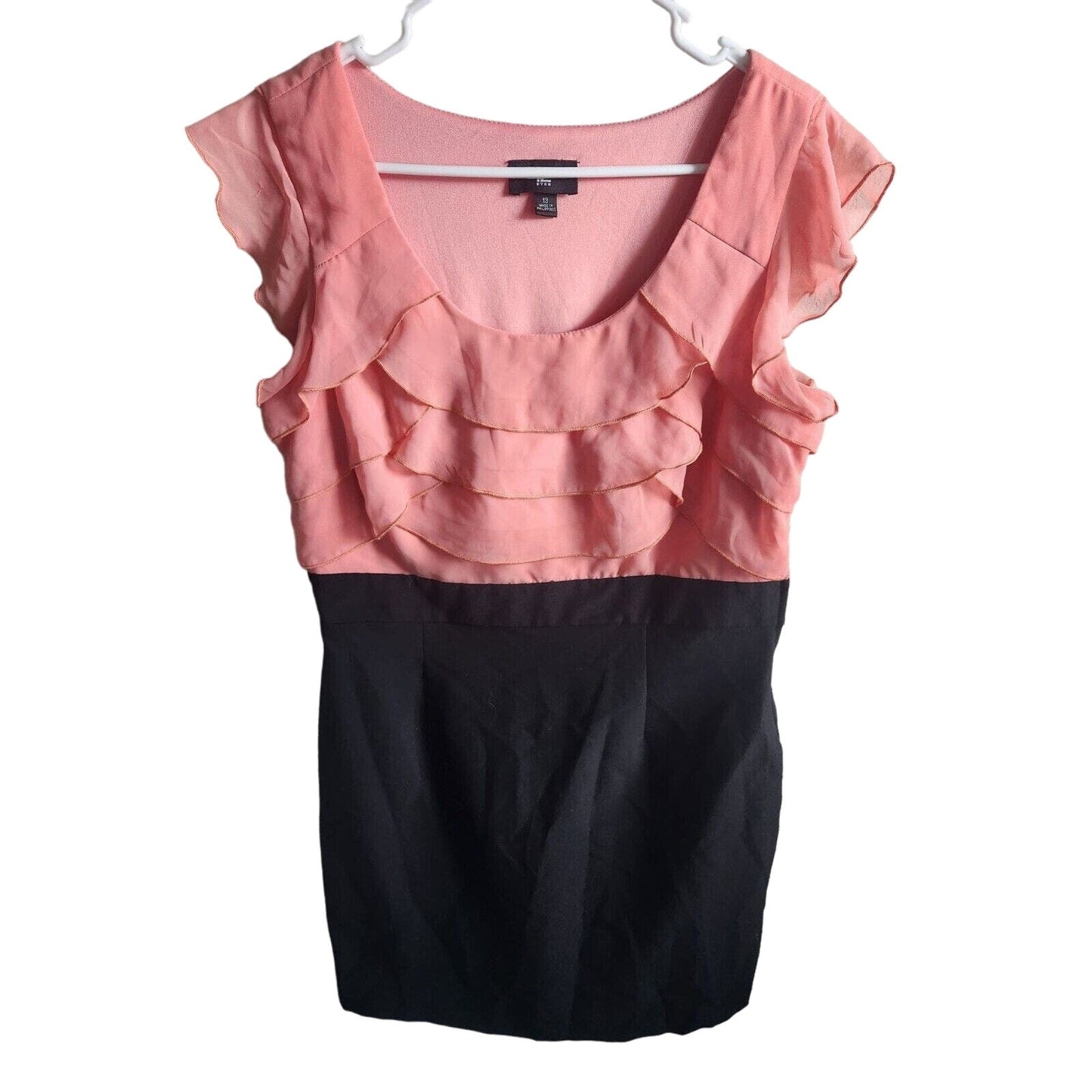 Vintage IZ Byer Juniors Sz 13 Knee Length Pencil Dress Light Pink and Black