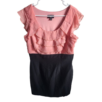 Vintage IZ Byer Juniors Sz 13 Knee Length Pencil Dress Light Pink and Black