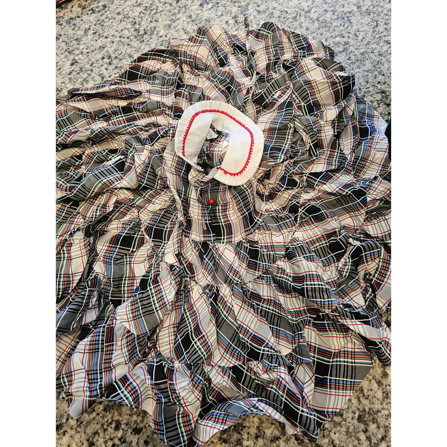 Her Majesty Toddler Girls Sz 3T Circle Formal Dress Black Red Plaid Collared