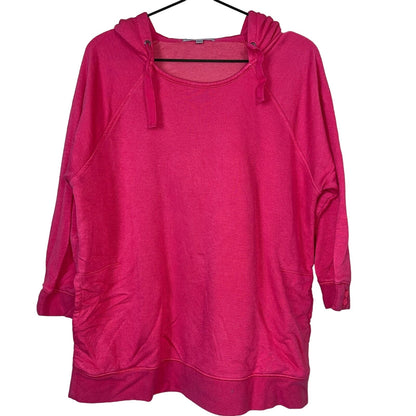 Gap Womens Sz XL 3/4 Sleeve Oversized Hoodie Pink Athletic