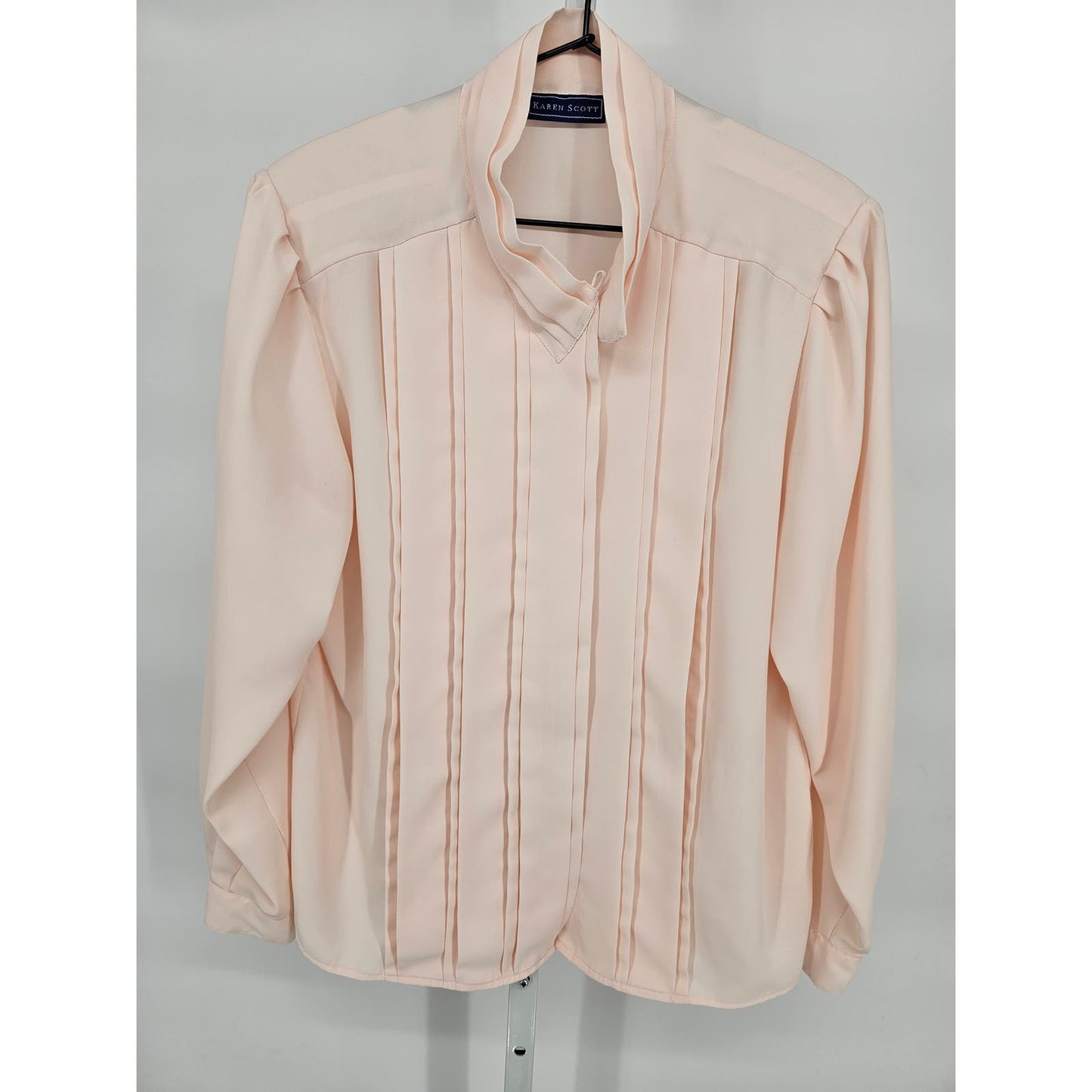 Vintage Karen Scott Womens Sz 10 Long Sleeve Blouse Light Pink Formal