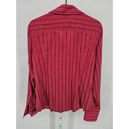 Rafaella Womens Sz 12 Long Sleeve Button Up Dress Shirt Red Striped Blouse