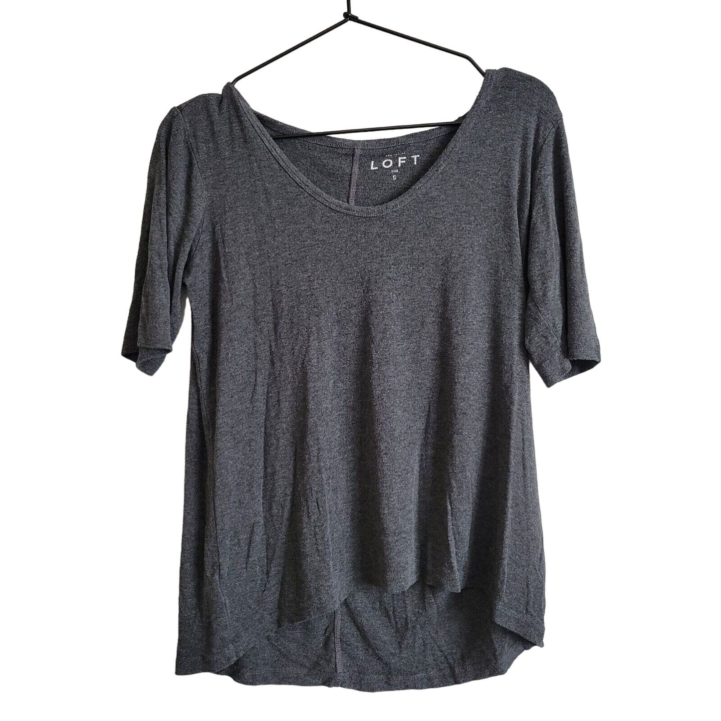 Ann Taylor LOFT Womens Sz S High Low Hem Slouchy T Shirt Gray