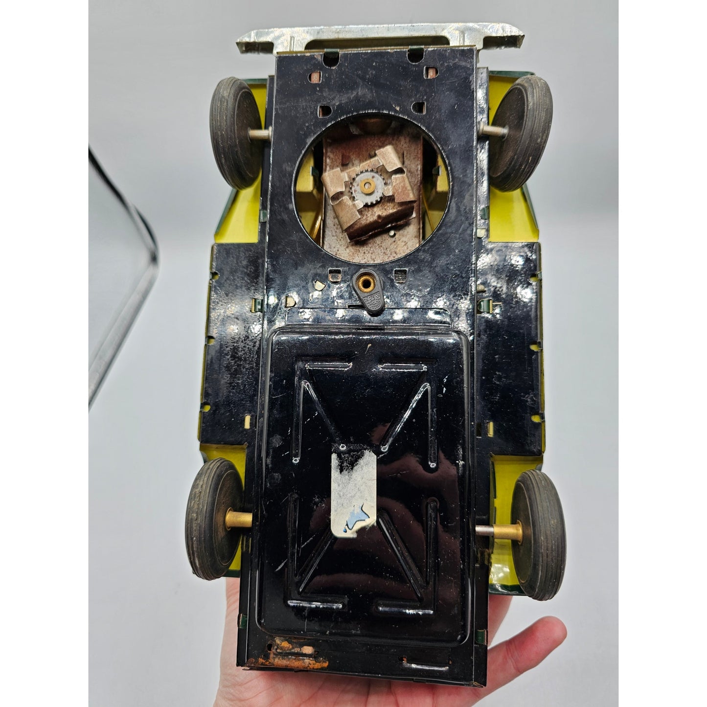 SH HORIKAWA TIN TOY CAR TACOT TOY ANTIQUE METAL TOLE LITHOGRAPHY JAPAN