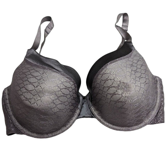 Sweet Nothings by Maidenform Sz 38DD Lightly Padded T Shirt Bra Gray Silver