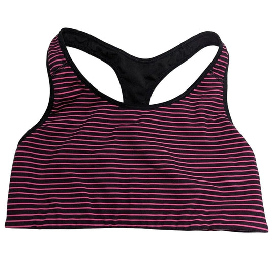 Old Navy Womens Sz L Compression Sports Bra Pink Black Striped