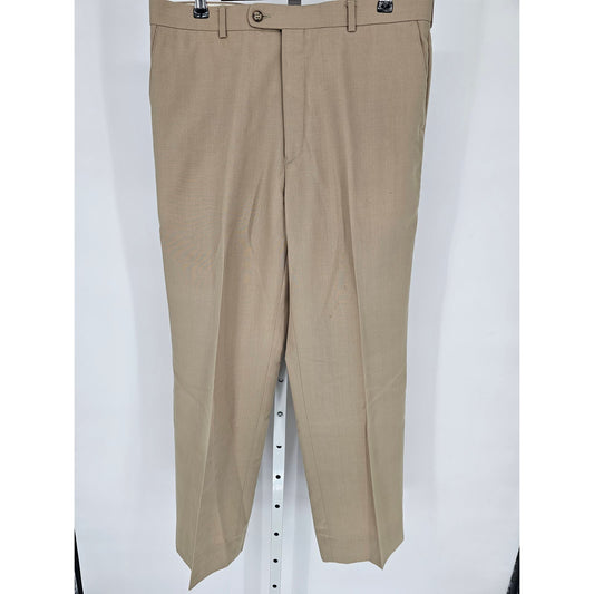 Vintage Pierre Cardin Mens Sz 34x36 Flat Front Dress Pants Beige Tan