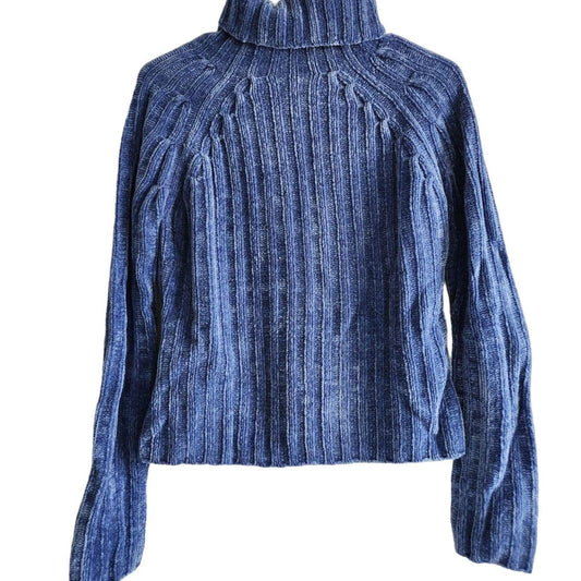 Vintage Y2K SO GSJC Womens Sz M Fuzzy Turtleneck Sweater Blue