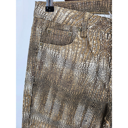 Vintage 1990s Womens Sz 8 Cristina Slim Leg Snakeskin Pants Beige Brown