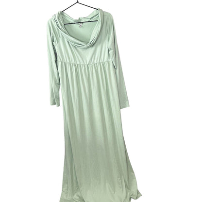Mother Bee Maternity Womens Sz L Maxi Dress Long Sleeve Sage Green Cowl Neck