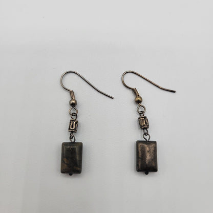 Vintage BARCS Silver TONE Amber Orange Glass CABOCHON Clip ON Earrings