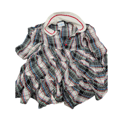 Her Majesty Toddler Girls Sz 3T Circle Formal Dress Black Red Plaid Collared