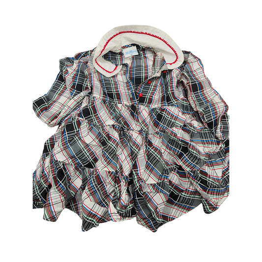 Her Majesty Toddler Girls Sz 3T Circle Formal Dress Black Red Plaid Collared