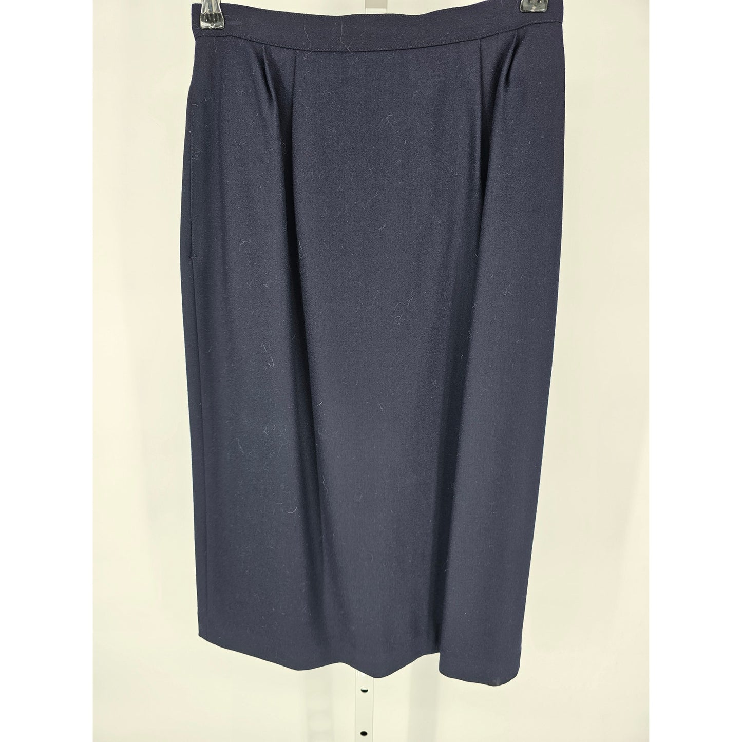 Vintage 1970s Womens Sz 6 100% Wool Dress Formal Career Skirt Navy Blue