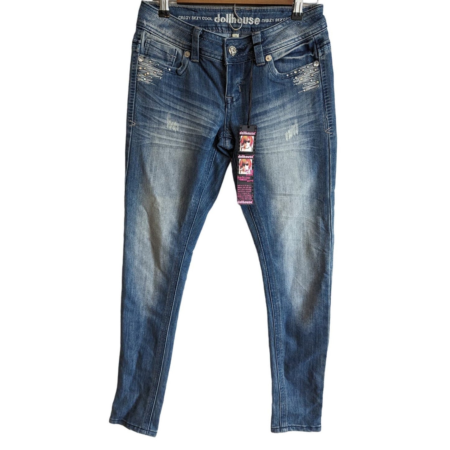 Dollhouse Juniors Sz 5 Skinny Jeans Light Wash Distressed NEW