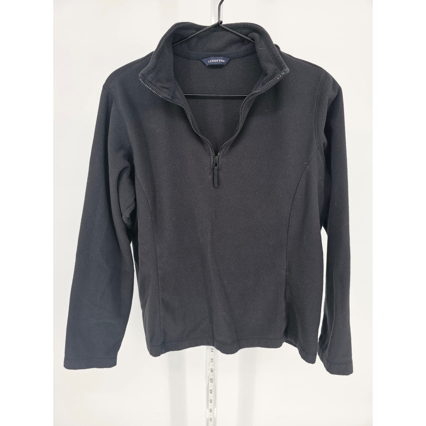 Lands End Womens Sz S 1/4 Zip Fleece Sweatshirt Sweater Black