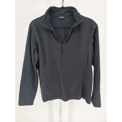 Lands End Womens Sz S 1/4 Zip Fleece Sweatshirt Sweater Black