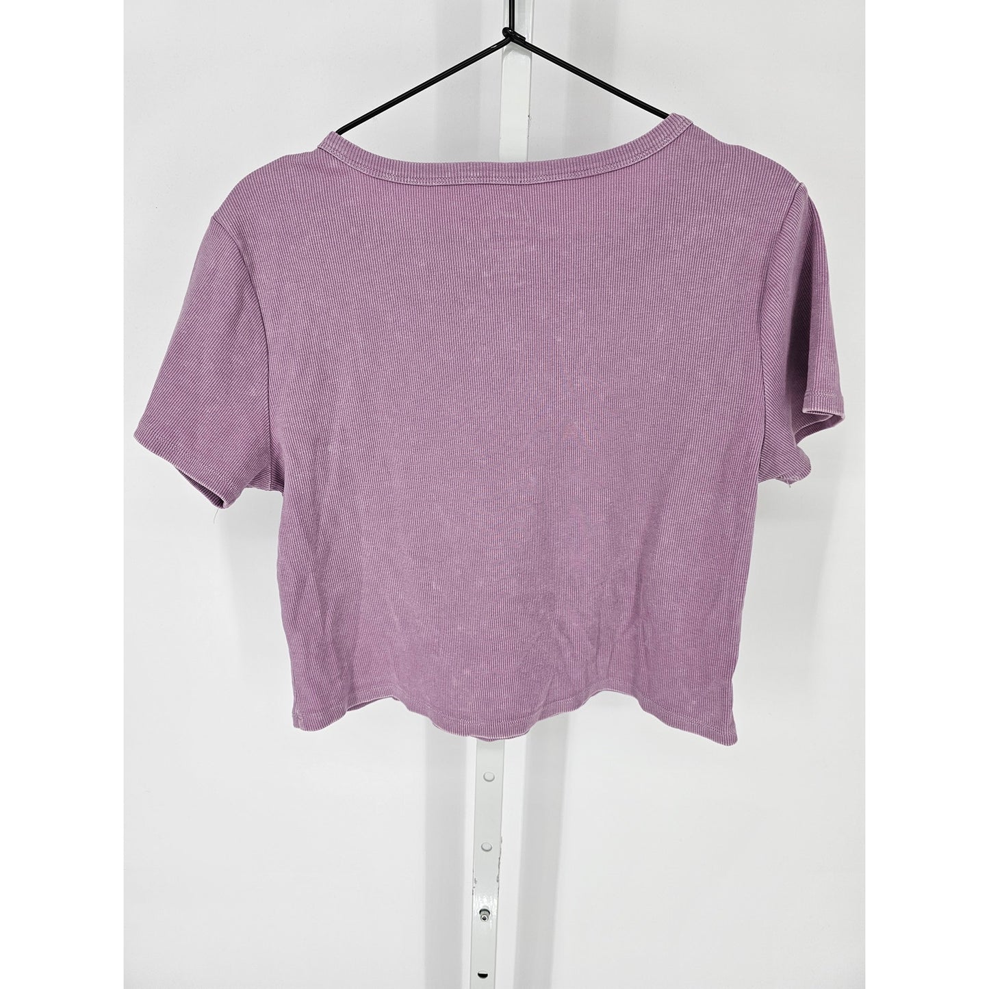 Livi Olivia Rae Womens Sz L Crop Top T Shirt Light Purple Ribbed