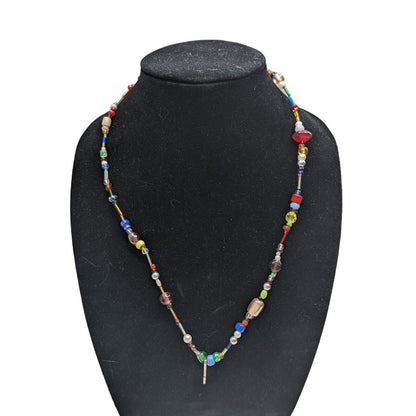 Art To Wear Womens BEaded Lanyard Necklace Colorful Glass Beads