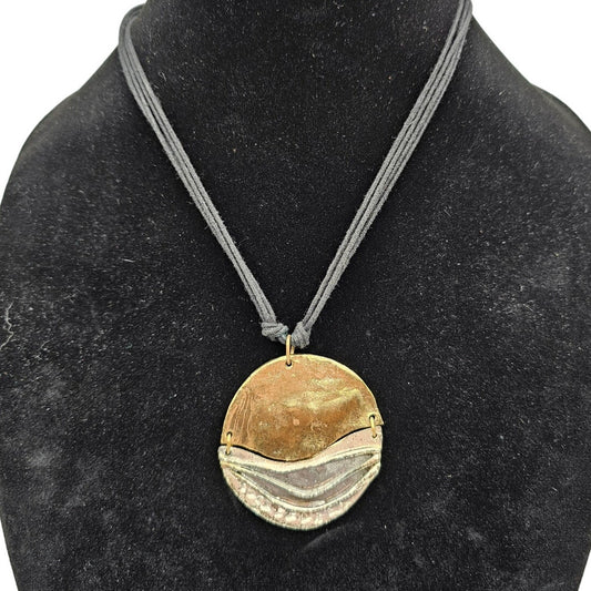 Vintage 1990s Rope Style Pendant Necklace Gold Silver Yin Yang Style