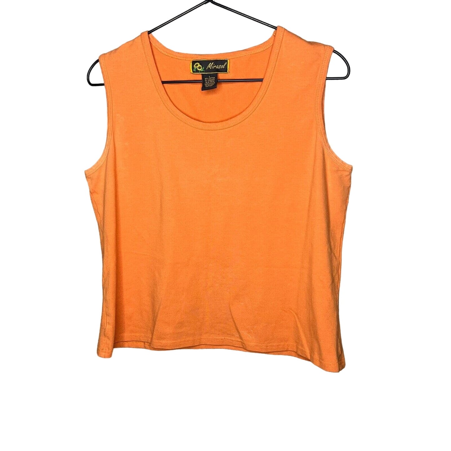 Mirasol Womens Sz L Sleeveless Cotton Blend Top Orange Orangesicle Solid