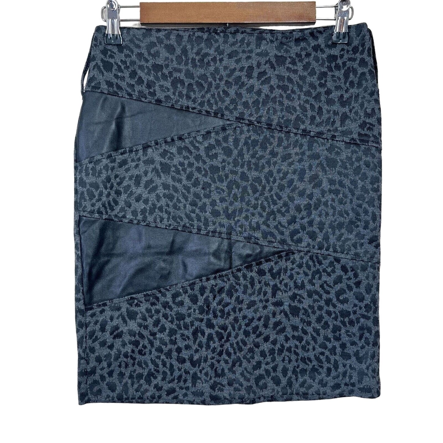 Klassy USA Vintage Y2K Womens Sz M Pencil Skirt Leopard Print Faux Leather