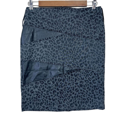 Klassy USA Vintage Y2K Womens Sz M Pencil Skirt Leopard Print Faux Leather