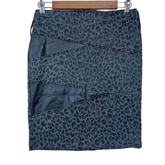 Klassy USA Vintage Y2K Womens Sz M Pencil Skirt Leopard Print Faux Leather
