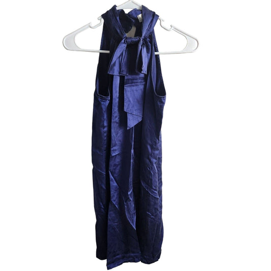 Ann Taylor Loft Womens Sz 4 Knee Length Satin Formal Dress Bow Front Blue