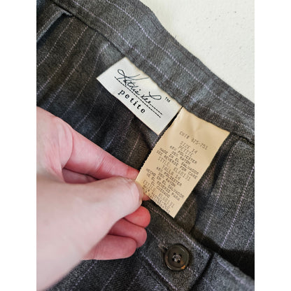 Vintage Kathie Lee Petite 14P Straight Leg Dress Pants Gray Pinstripe