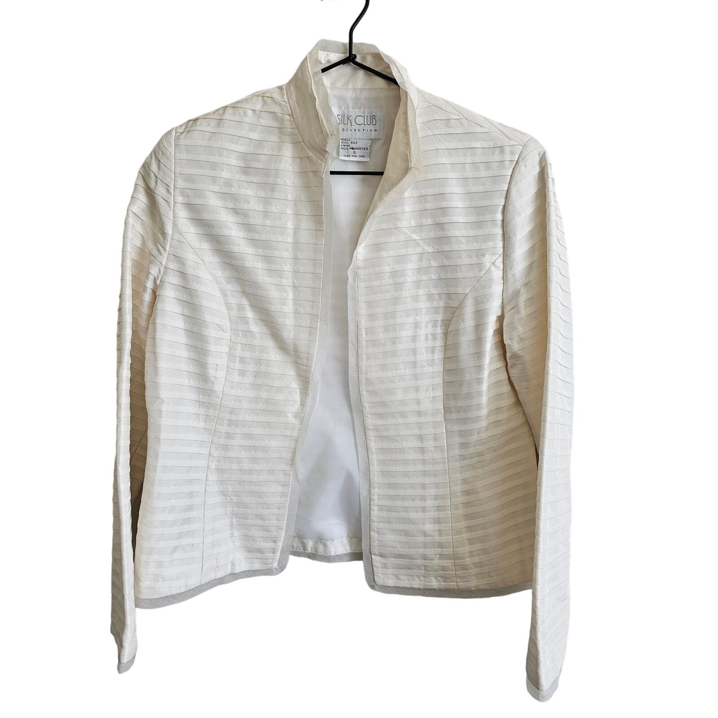 Silk Club Collection Womens Sz S 100% Silk Blazer Jacket White