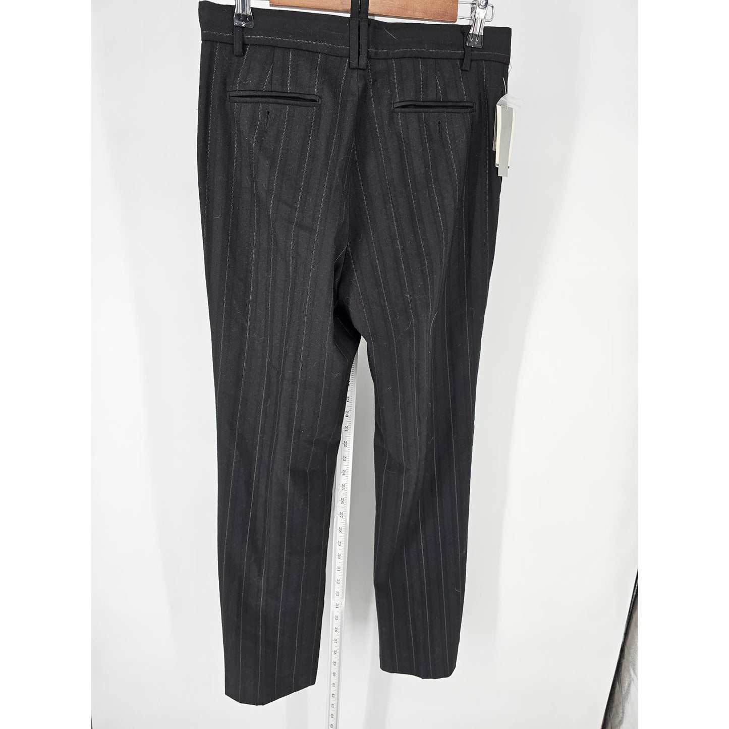 WD NY Womens Sz 6 High Waist Straight Leg Pinstripe Dress Pants Black NEW