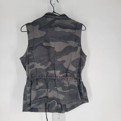 Ashley by Twenty Six Womens Sz M Zip Up Safari Style Vest Camouflage Gray