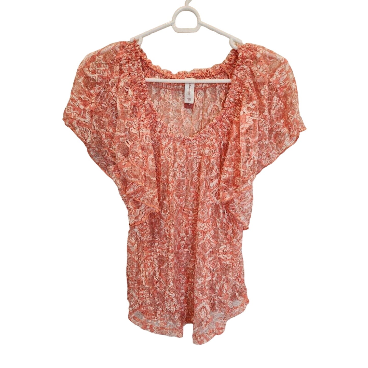 No Boundaries Juniors Sz L Pastel Orange Lace Top Boho
