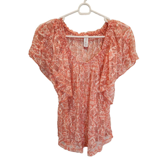 No Boundaries Juniors Sz L Pastel Orange Lace Top Boho