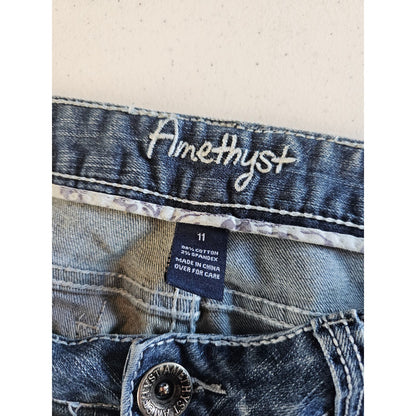 Amethyst Jeans Juniors Sz 11 Skinny Blue Jeans Light Wash Distressed