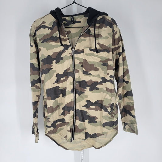 Divided by H&M Womens Sz XS Zip Up Lightweight Jacket Hooded Camo Print