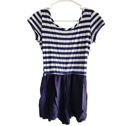 Chocolate USA Womens Sz S Navy Blue and White Romper