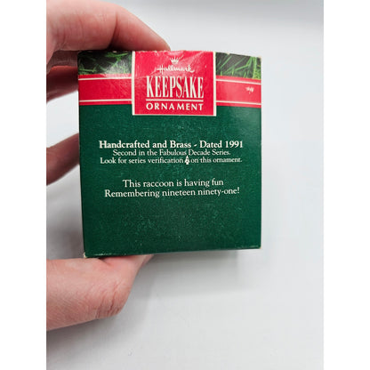 Vintage Hallmark Keepsake Christmas Ornament. 1991 Fabulous Decade Raccoon