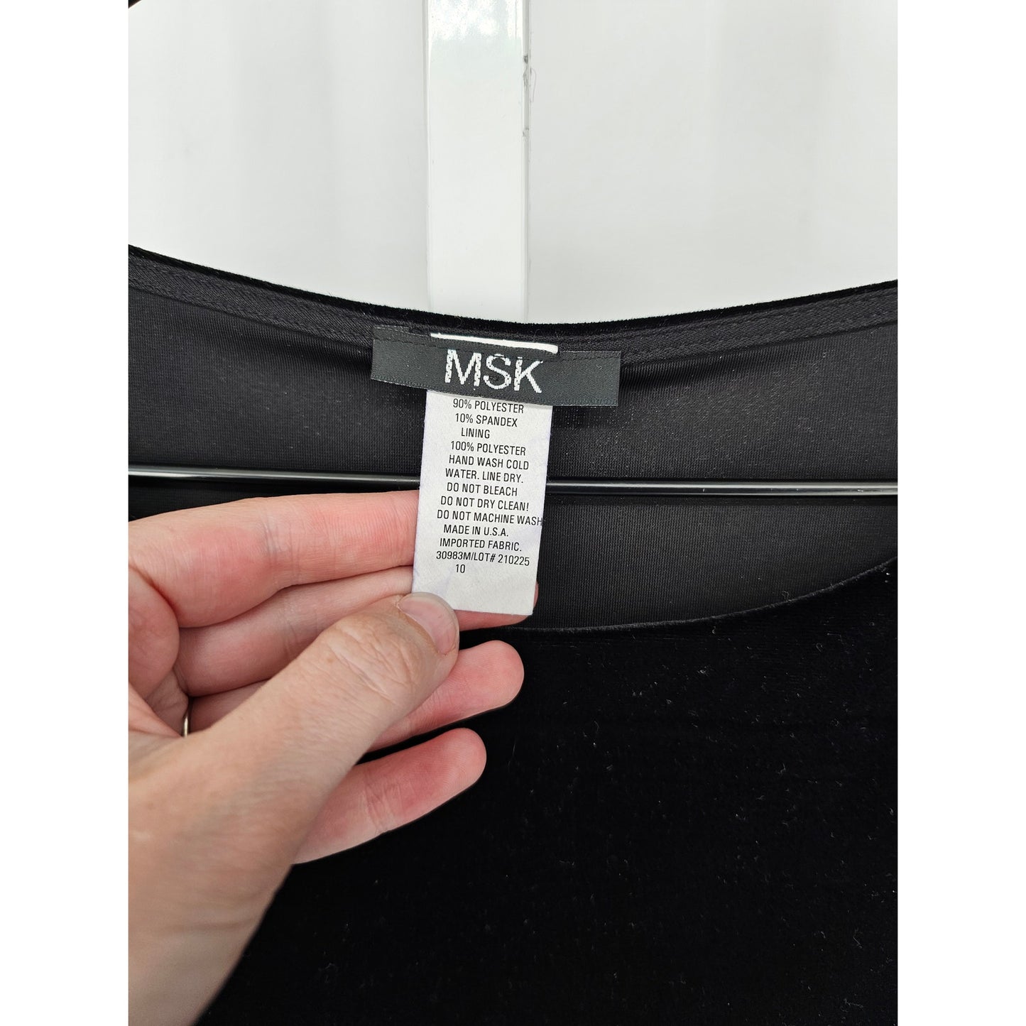 MSK Womens Sz 10 Long Sleeve Knee Length Formal Dress Black Velvet Beaded