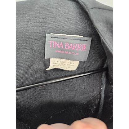 Vintage 1960s Tina Barrie Womens Sz 12 Knee Length Sheath Dress Solid Black