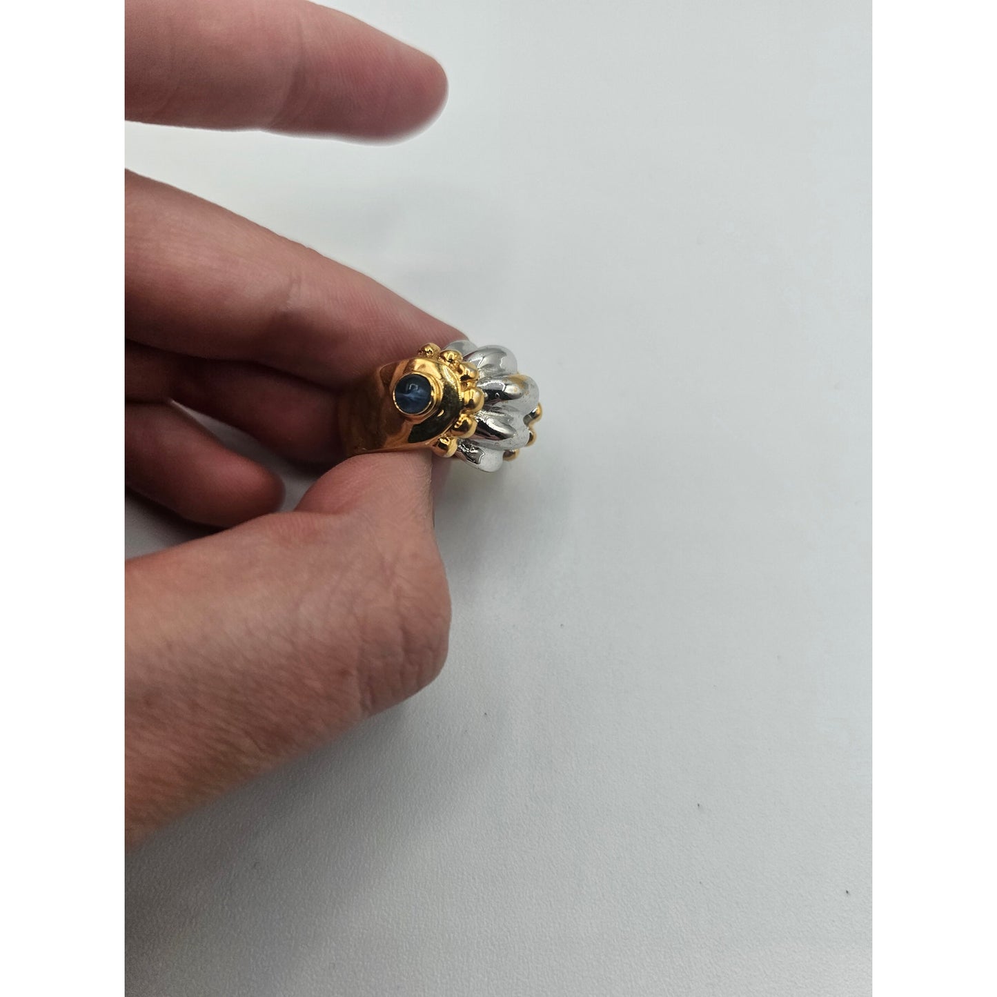 Vintage BARCS Silver TONE Amber Orange Glass CABOCHON Clip ON Earrings