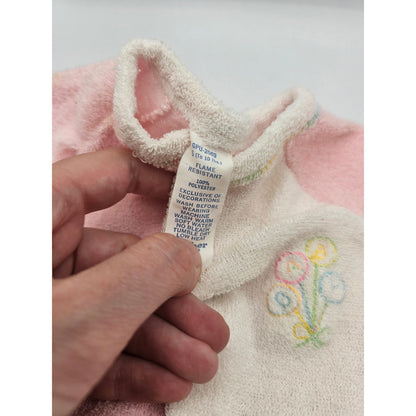 Vintage 1990s Gerber Baby Girls Sz 0-3M Terrycloth Pajama Pink White One Piece