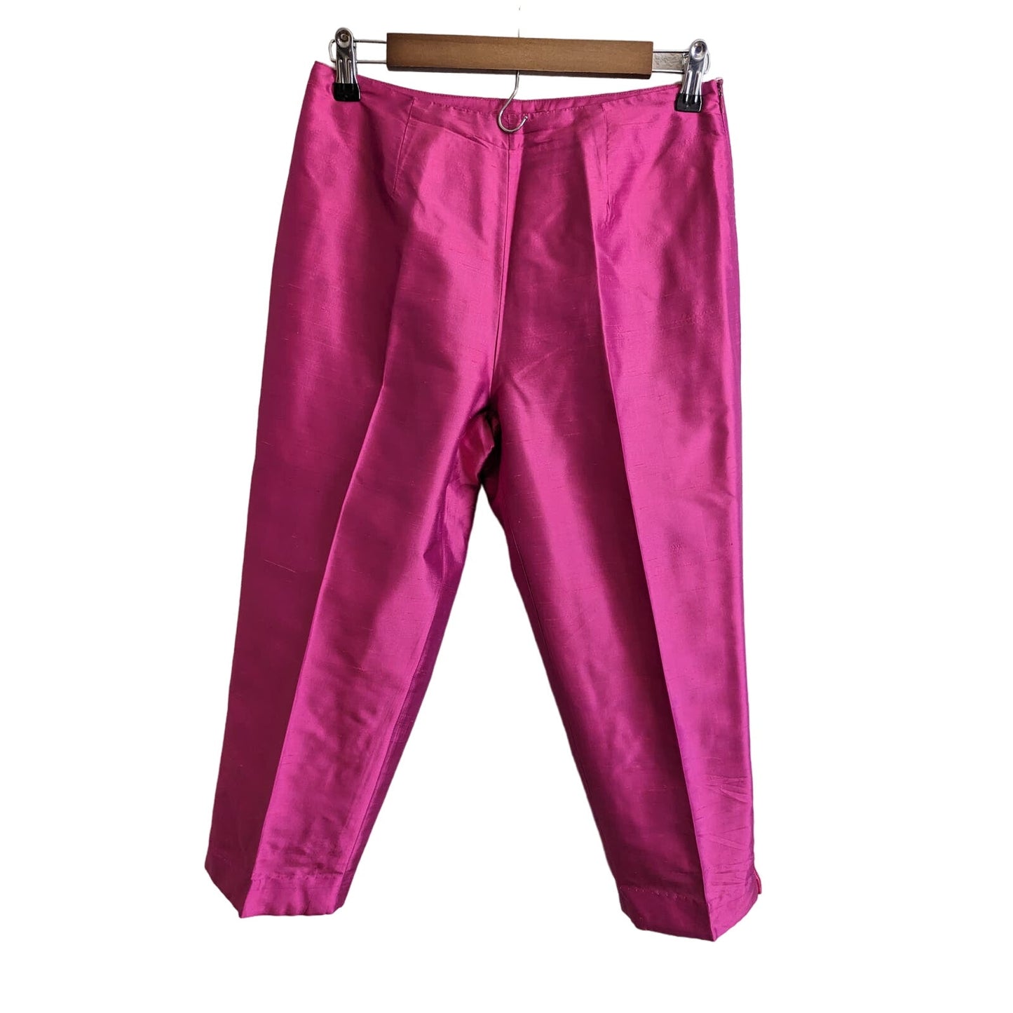 Clio Petites Womens Sz 4 100% Silk Pants Bright Pink 4P